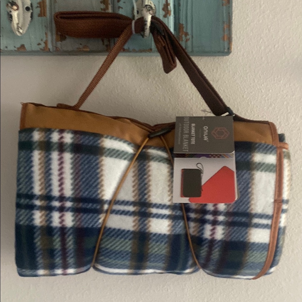 Plaid Picnic Blanket with Brown Accents